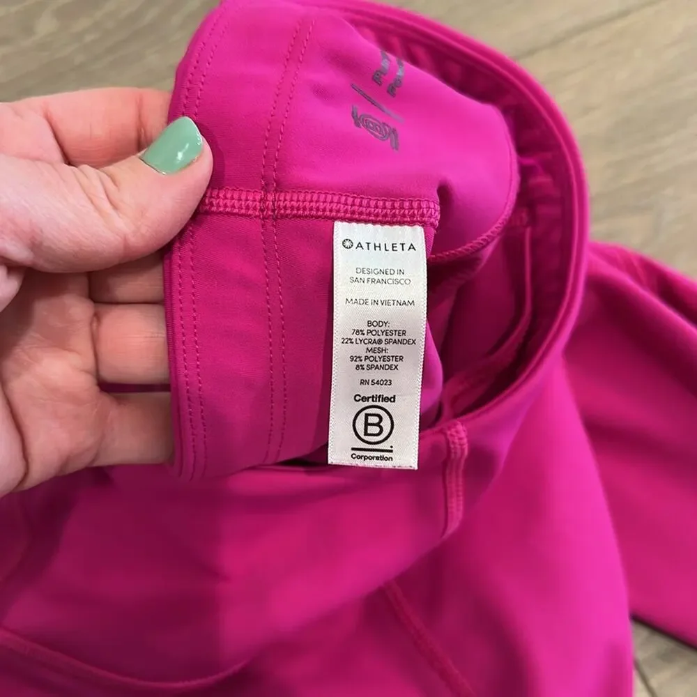 ATHLETA‎ Electric Fuchsia Mesh Contender High Rise Active Gym Yoga Run Capri S